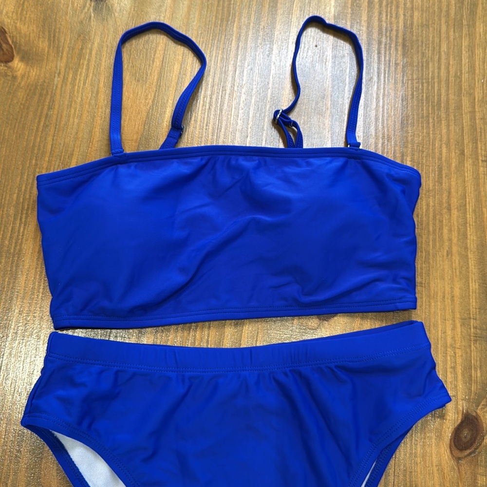 Classic blue women’s two piece Bikini Set size Medium bandeau NWOT swimwear - Picture 4 of 9